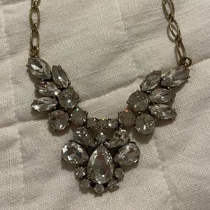 J. Crew crystal and gold statement necklace, 18”